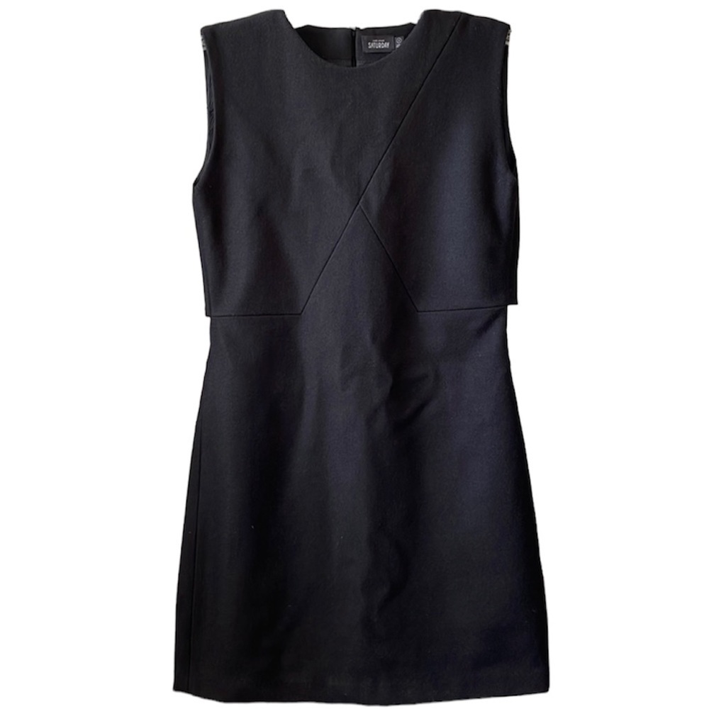 Kate Spade Saturday Black Wool Zip Back Shift Sheath Mini Dress Size 2